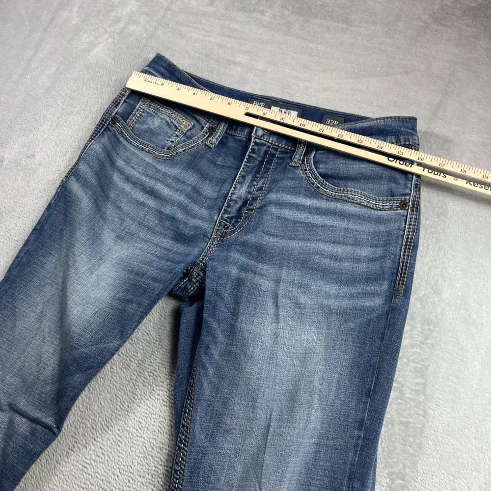 BKE Jake Straight Leg Jeans Men 32R Medium Wash Denim Blue Contrast Stitch 32x31